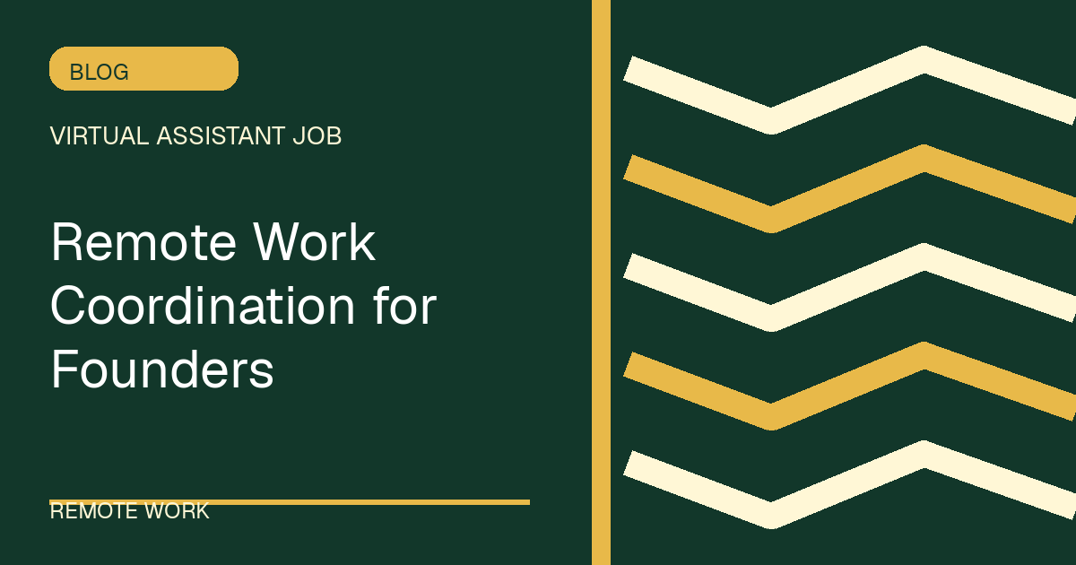 Remote Work Coordination for Founders illustrated with ribbons shapes in the forest-gold palette