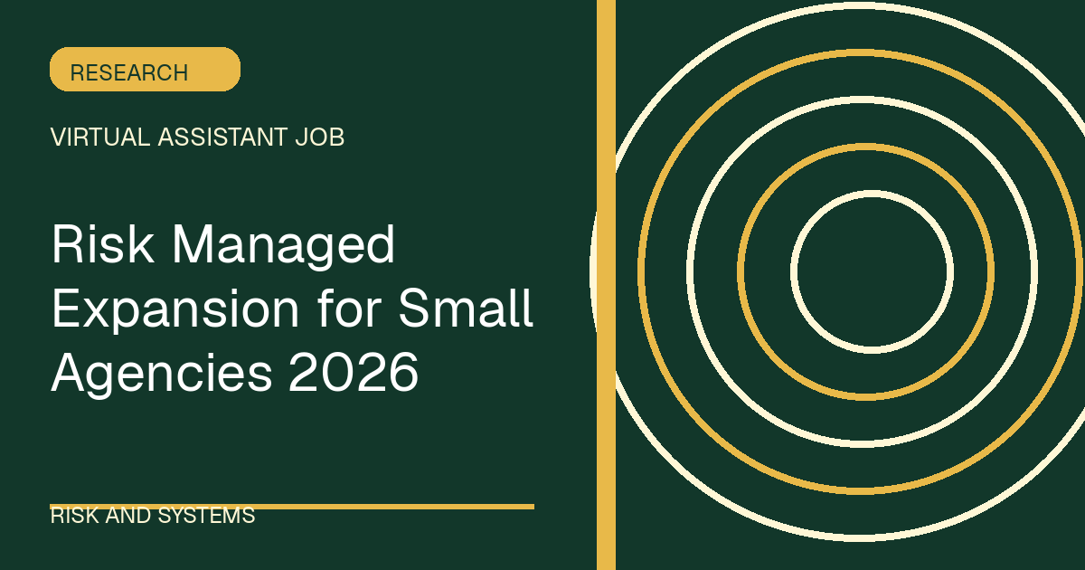 Risk Managed Expansion for Small Agencies 2026 illustrated with orbit shapes in the forest-gold palette